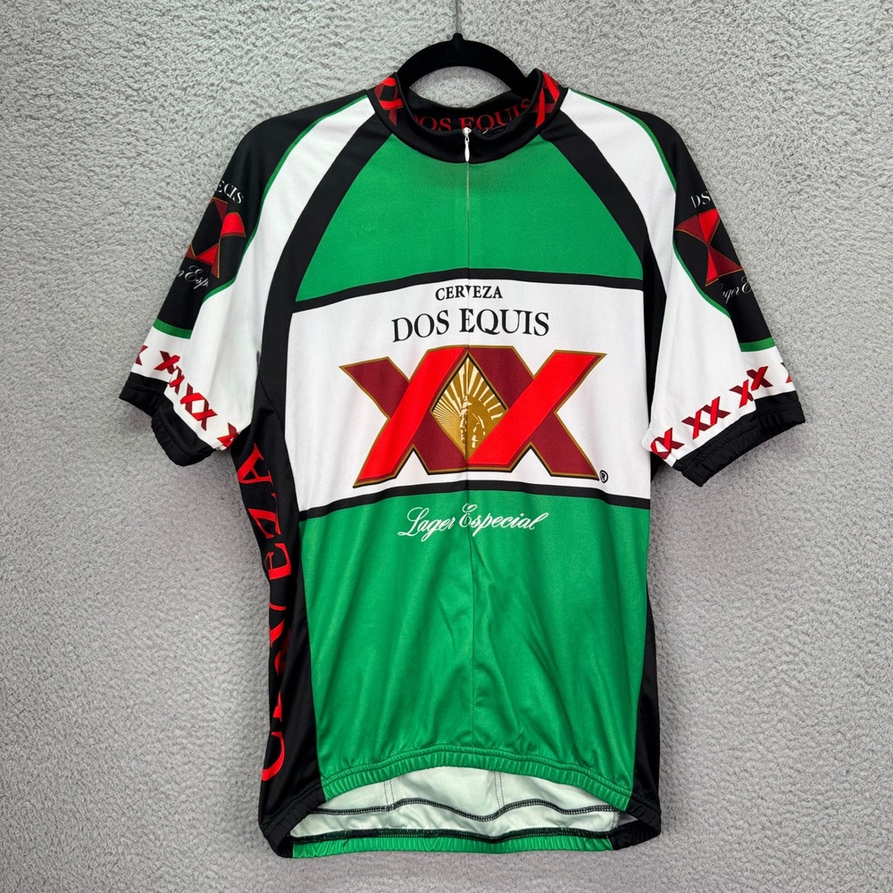 Dos Equis Cerveza Cycling Jersey Mens XL Green Beer Lager Especial World Jerseys